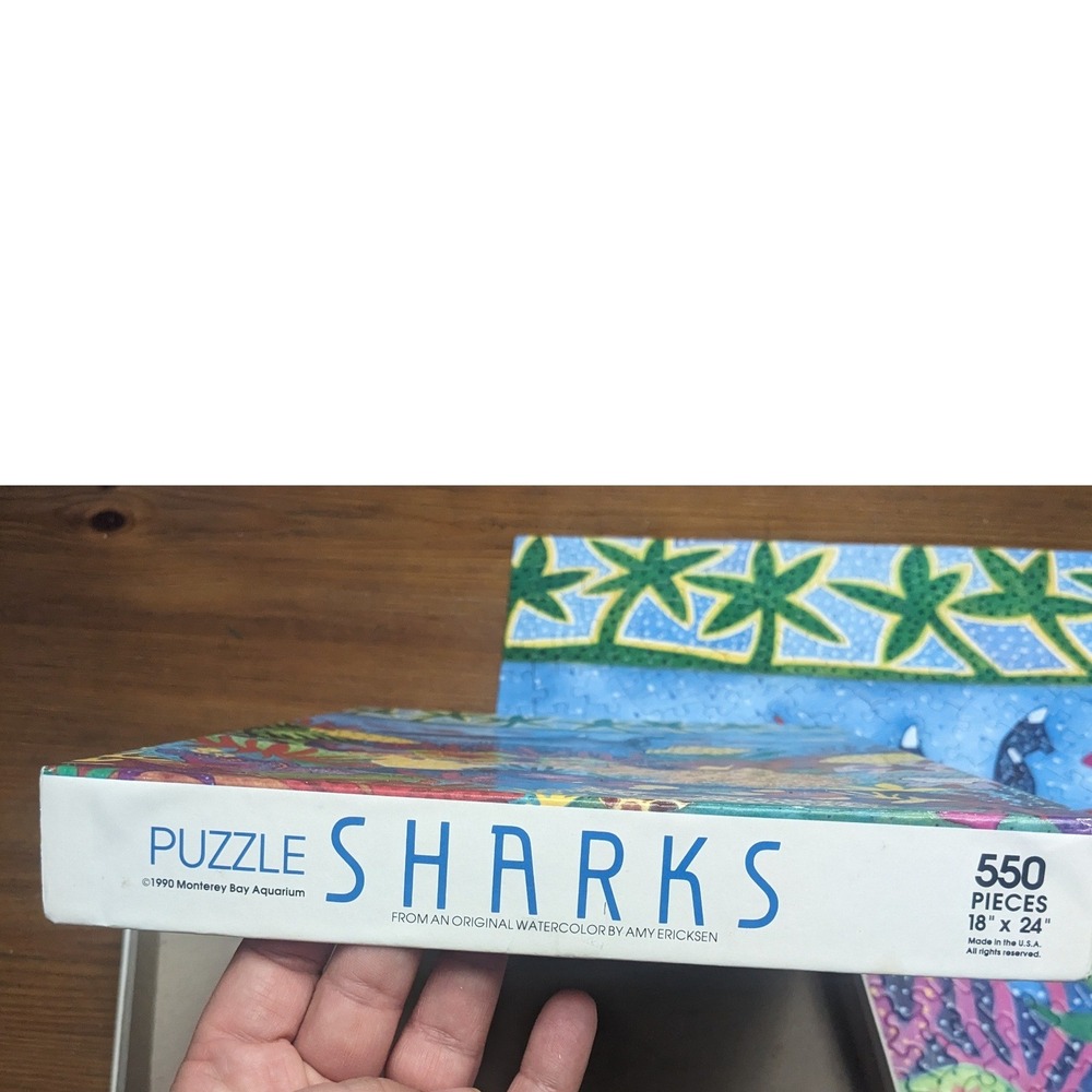 1990 Monterey Bay Aquarium Sharks Puzzle 550 Pieces Amy Ericksen Art 18x24 - Picture 4 of 4